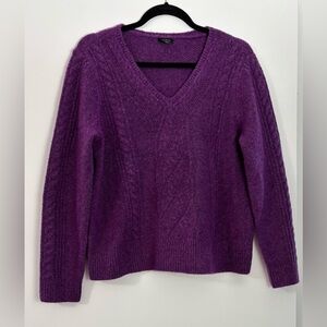 TALBOTS From 2024 Beautiful Plum Polyester Wool Blend V Neck Sweater Size Lp